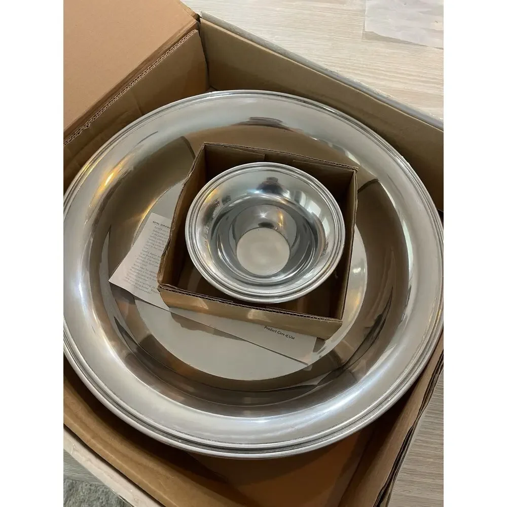 New Reed & Barton Arlington Serverware Collection Serving Tray Bowl Chip/Dip Set